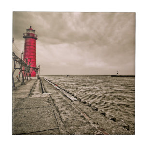 USA, Michigan, Grand Haven fyr Kakelplatta