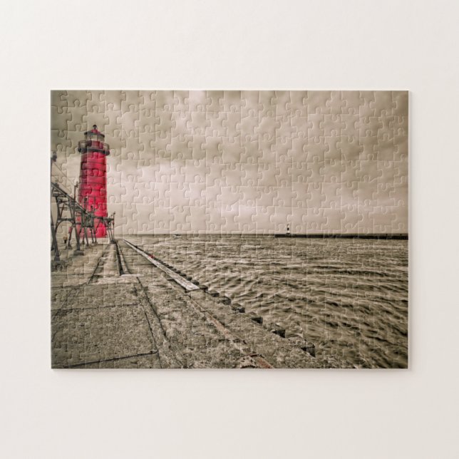 USA, Michigan, Grand Haven fyr Pussel (Horisontell)