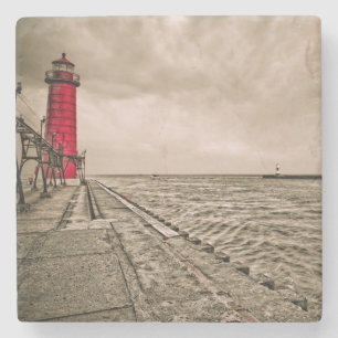 USA, Michigan, Grand Haven fyr Underlägg Sten