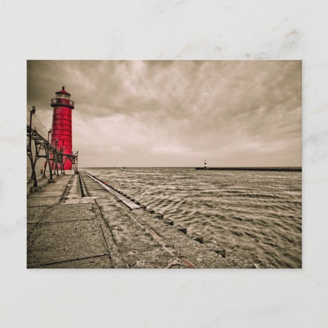 USA, Michigan, Grand Haven fyr Vykort (Framsida)