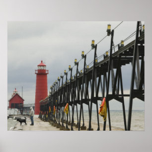 USA, Michigan, Lake Michigans strand, Grand Haven: Poster