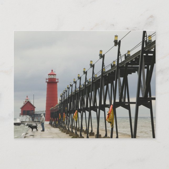 USA, Michigan, Lake Michigans strand, Grand Haven: Vykort (Framsida)