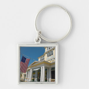 USA, Michigan, Mackinac Island Fyrkantig Silverfärgad Nyckelring