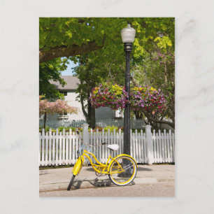 USA, Michigan, Mackinac Island. Gul cykel Vykort