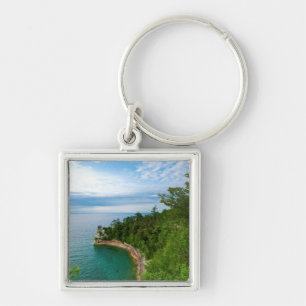 USA, Michigan. Miner's Castle klippor 3 Fyrkantig Silverfärgad Nyckelring