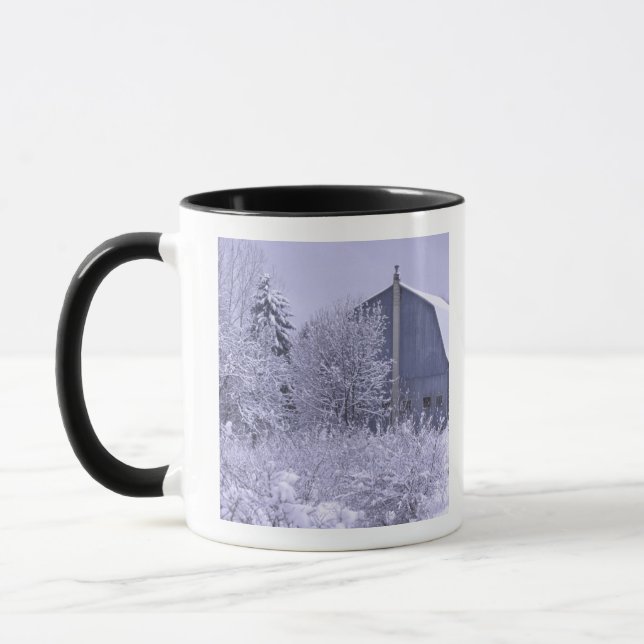 USA, Michigan, Rochester Hills. Snöig blå Mugg (Vänster)