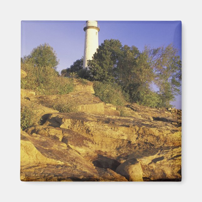 USA, Michigan, Sjö Huron. Pointe Aux Barques Magnet (Framsidan)