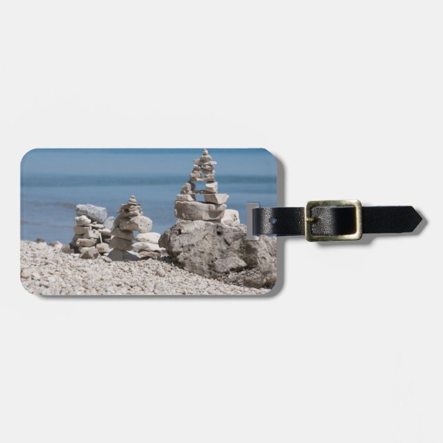 USA, Michigan. Stentorn På Stranden Bagagebricka (Horisontell Framsida)