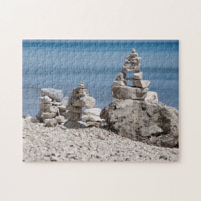 USA, Michigan. Stentorn på stranden Pussel (Horisontell)
