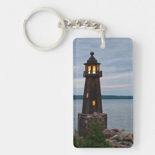 USA, Michigan. Trädgårdsdekoration fyr
