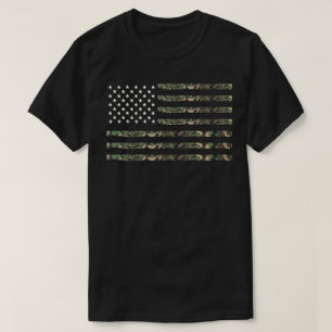 USA Militär Camo Flagga T Shirt