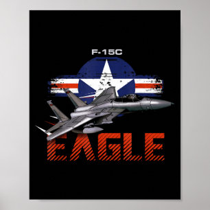 USA Militär Warbird F15 Eagle Militärt flygplan Poster