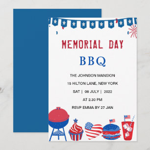 USA minnesdag grillfest patriotisk Inbjudningar