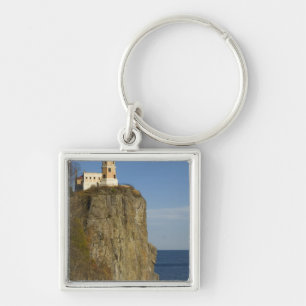 USA, Minnesota. Split Rock Lighthouse vid sjö Fyrkantig Silverfärgad Nyckelring