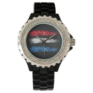 *~* USA. Modern Simple Abstrakt American Flagga Armbandsur