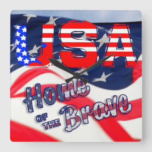 USA Modiga Flagga hem Fyrkantig Klocka