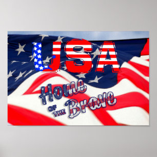 USA Modiga Flagga hem Poster