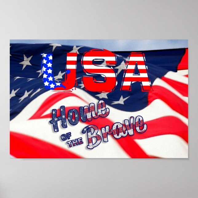USA Modiga Flagga hem Poster (Framsidan)