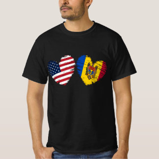 USA Moldova Flagga Heart Moldovan American T Shirt