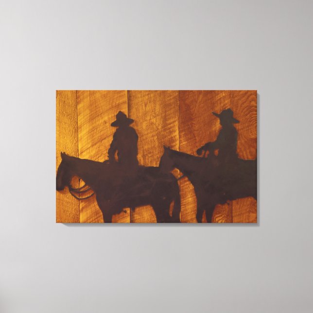 USA, Montana, Boulder River Cowboys till häst Canvastryck (Framsida)
