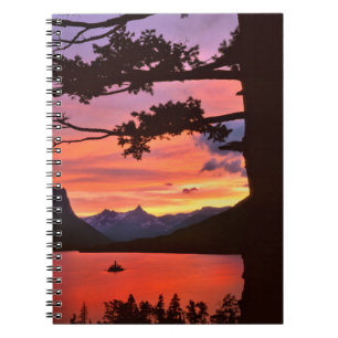 USA, Montana, Glacier National Park. Landskap Anteckningsbok Med Spiral