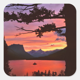 USA, Montana, Glacier nationalpark. Landskap Fyrkantigt Klistermärke