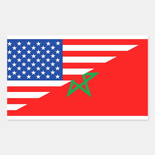 usa morocco land halv flagga america symbol rektangulärt klistermärke (Framsida)