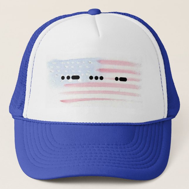 USA Morse Code med flaggbasebollshatt Truckerkeps (Framsida)