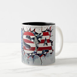 USA Mug, 4th of July Mug, Independence Day Två-Tonad Mugg
