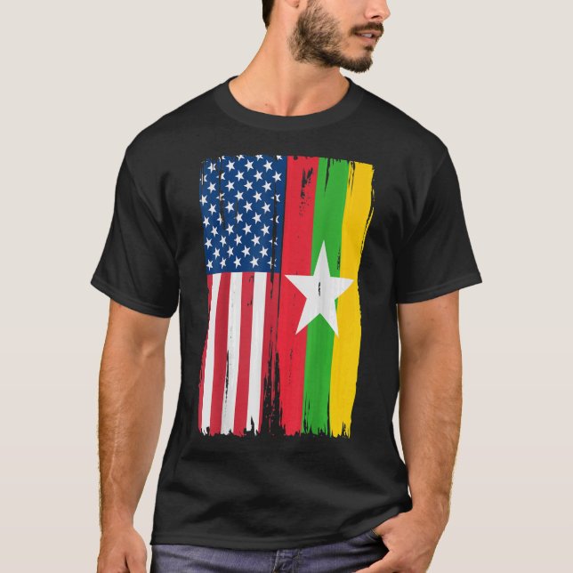 USA Myanmar Flag TShirt304 T Shirt (Framsida)