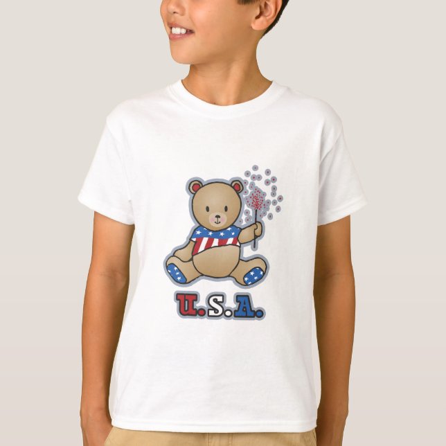 USA Nalle Girls T-shirts (Framsida)
