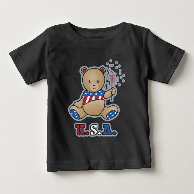 USA Nalle Infants & Småbarn T-shirts (Framsida)