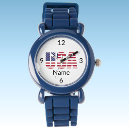 USA, Namn Kids Blue Silicone Strap Plastic Armbandsur