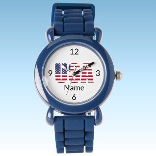 USA, Namn Kids Blue Silicone Strap Plastic Armbandsur