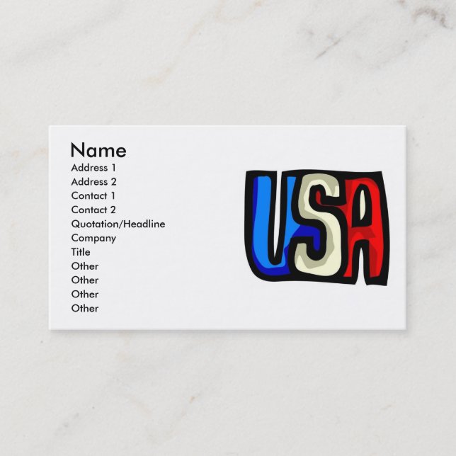 USA näringslivskort Visitkort (Framsida)