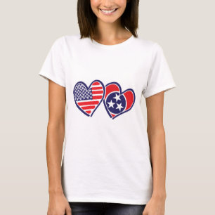 USA—Nashville-Flagga-Hearts T Shirt
