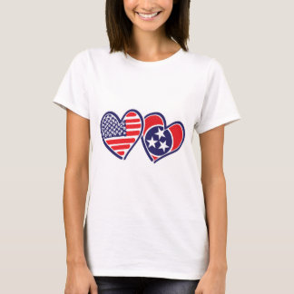 USA—Nashville-Flagga-Hearts T Shirt