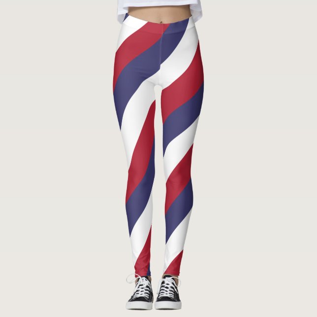 USA National Flagga Färg Diagonal Stripe Leggings (Framsida)