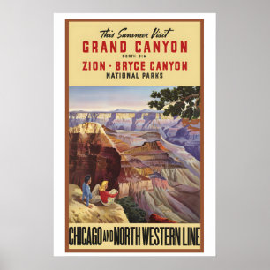 USA Nationalparker Grand Canyon North Rim Zion och Poster