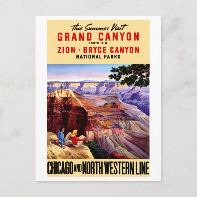 USA Nationalparker Vintageaffisch Restaurering Vykort (Framsida)