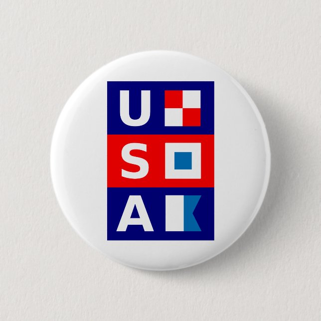 USA Nautical Rött vitt blått Maritime Sailing Flag Knapp (Framsida)