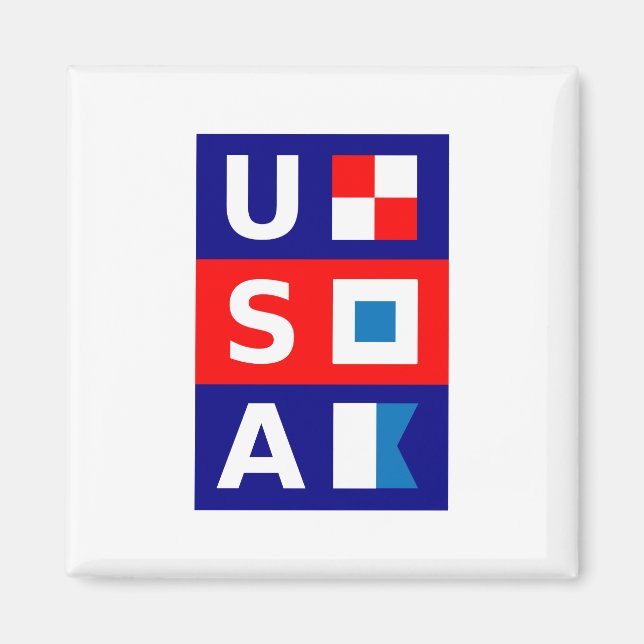 USA Nautical Rött vitt blått Maritime Sailing Flag Magnet (Framsidan)