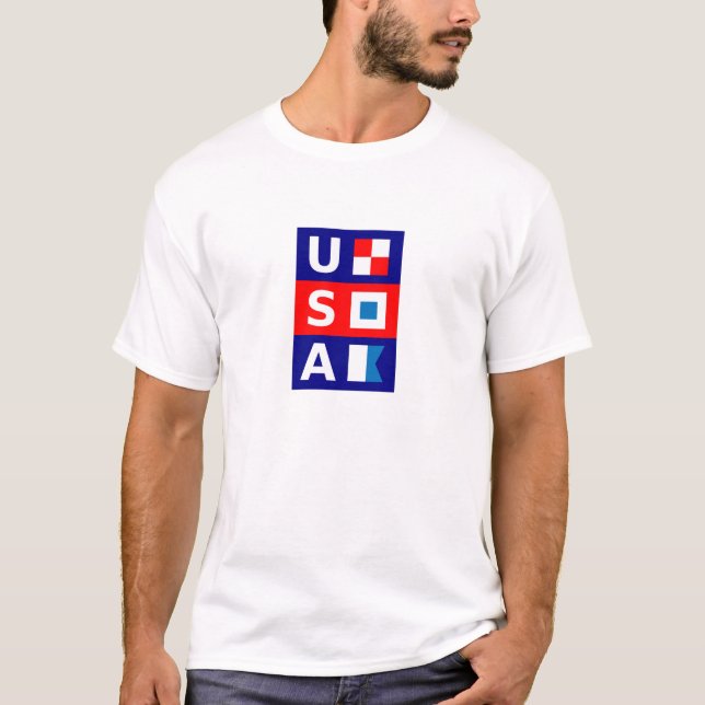 USA Nautical Rött vitt blått Maritime Sailing Flag T Shirt (Framsida)