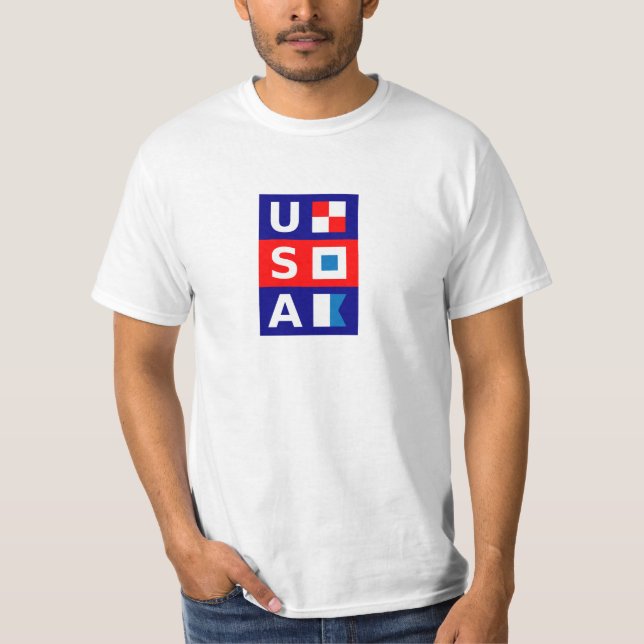 USA Nautical Rött vitt blått Maritime Sailing Flag T Shirt (Framsida)
