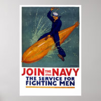 USA NAVY Poster - Världskrig Sailor Rides A BOMB!