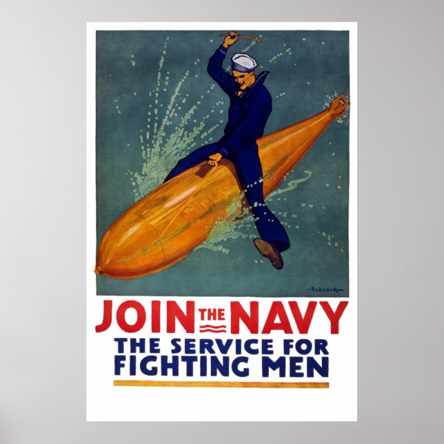 USA NAVY Poster - Världskrig Sailor Rides A BOMB! (Framsidan)