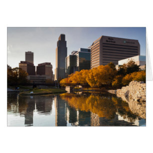 USA, Nebraska, Omaha, Gene Leahy Mall, Skyline Hälsningskort