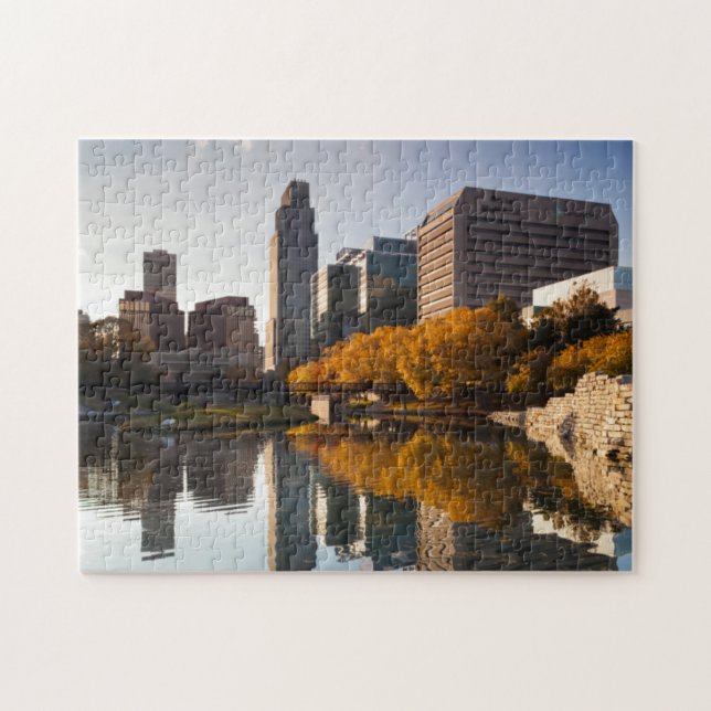 USA, Nebraska, Omaha, Gene Leahy Mall, Skyline Pussel (Horisontell)