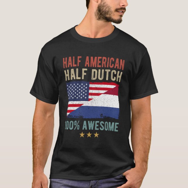 USA Nederländerna Flagga Halamerikanska halvnederl T Shirt (Framsida)