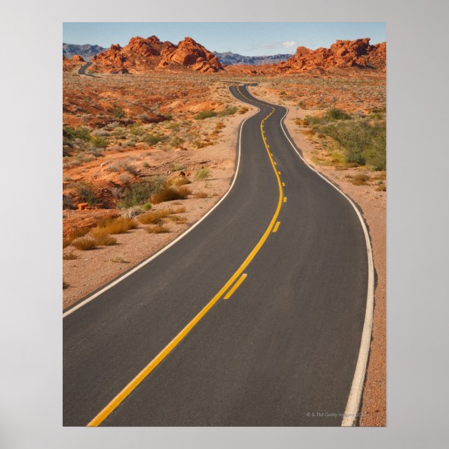 USA, Nevada, branddalen, ökenvägen Poster (Framsidan)